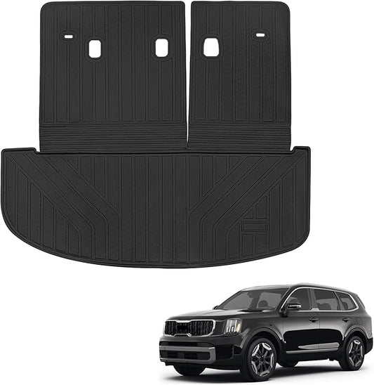 Sze Cargo Mat with Backrest Mats for 2020-2025 Kia Telluride Trunk Mat TPE Seats Back Mat All Weather Cargo Liner for Kia Telluride Accessories (Cargo Mat+Backrest Mat)