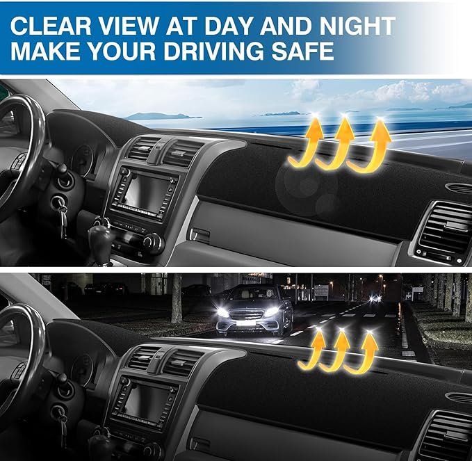 KUST Car Dash Cover for Honda CR-V CRV 2007 2008 2009 2010 2011 Non-Slip Dashboard Cover Interior Accessories for CRV Custom Fit Dash Mat Sunshade Windshield No Glare Black