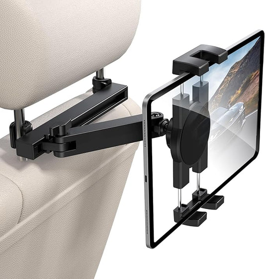 Tablet Holder for Car Headrest, [3 in 1 Adjustable Extension Arm] iPad Car Mount for Back Seat, Road Trip Essentials for Kids, for 4.7-12.9" Like iPad Pro, Air, Mini, Galaxy, Fire HD Tablet