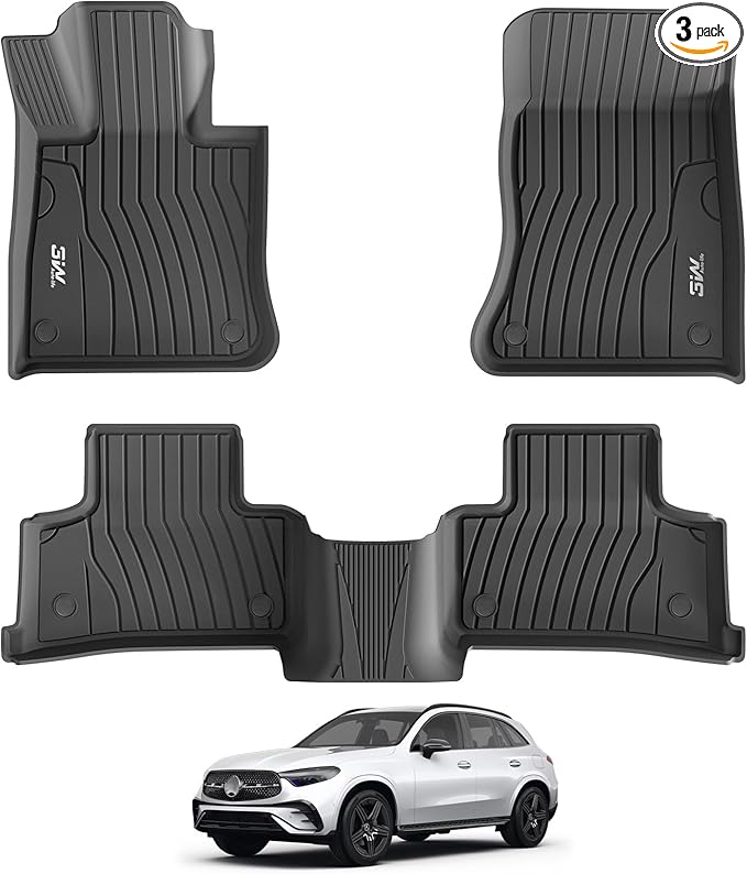 3W Floor Mats for Benz GLC 2023-2026(Coupe Only for 2024-2026), TPE All Weather Custom Fit Floor Liner for Benz Accessories GLC300/GLC350e/GLC43 AMG/GLC 63 AMG S E