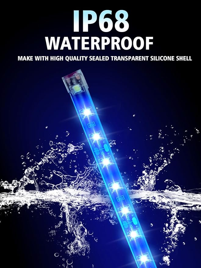 YM E-Bright 4Pcs Led Strip Lights for Car, 12inch Waterproof IP68 Car Underglow Strip Lights Decoration 18SMD 12V Led Interior Exterior Lights Strip for Cars Motorcycles Truck Golf Cart Boat - Blue