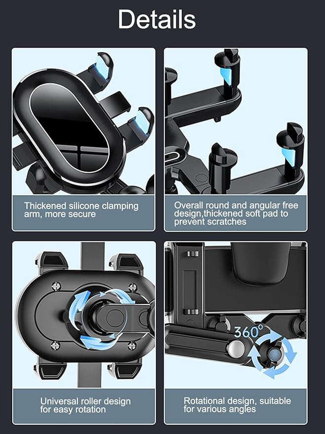 360°Rotatable and Retractable Car Phone Holder, Multifunctional Adjustable Mount, Universal Rearview Mirror Phone Holder for All Mobile Phones (Four clamp)