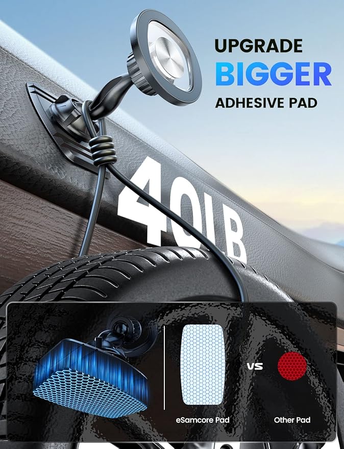 eSamcore Magnetic Phone Holder for Car, iPhone MagSafe Car Mount Strong Phone Magnet for Car Dashboard Cell Phone Holders for Your Car Fits Mag Safe iPhone 16/15/ 14/13 Pro Max Mini