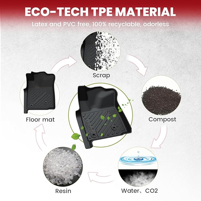 LASFIT Floor Mats for Toyota Tacoma 2005-2011 Access Cab Auto Tran, All Weather Custom Fit Floor Liner for Tacoma Second Row Optional with Center Storage Box,TPE Mats Front&Rear 2 Row, Black