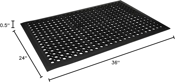 Envelor Anti Fatigue Rubber Floor Mat Non-Slip Restaurant Mat for Floors Bar Drainage Mat Doormat Utility Garage Home Slip Pool Entry 24 x 36 Inches