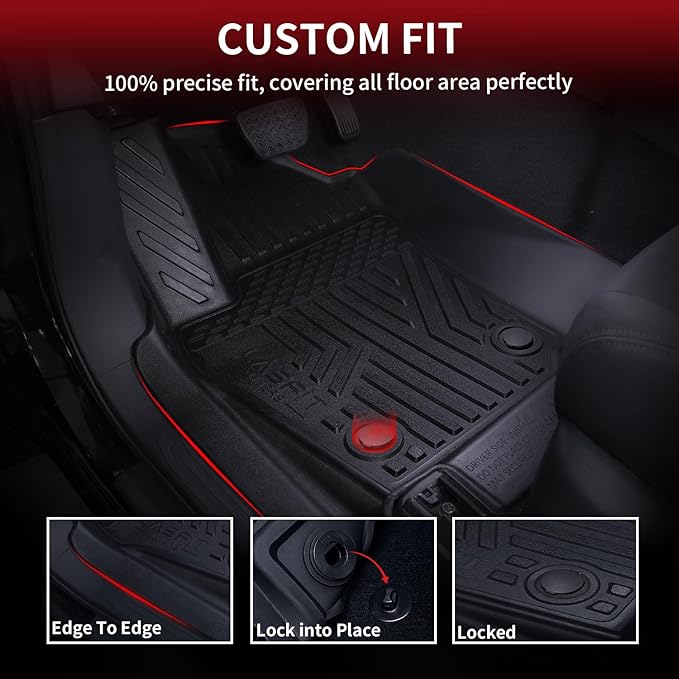 LASFIT Floor Mats for Toyota Tacoma 2024 2025 2026 Double Cab Auto Trans (Not fit Hybrid) All Weather Floor Liner for Tacoma TRD/SR/SR5/limited TPE Custom Fit Car Mats Front&Rear 2 Row Mats