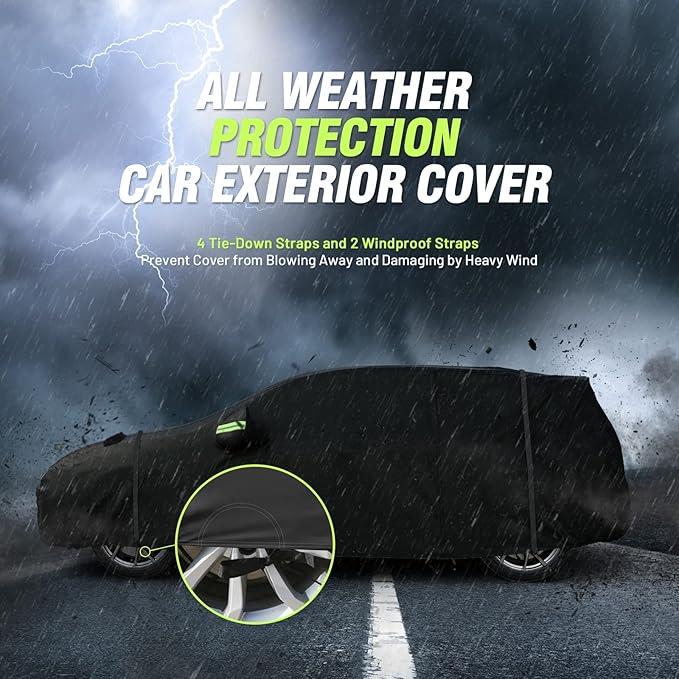 Favoto Hatchback Car Cover Waterproof 6 Layers All Weather for Automobiles Heavy Duty Full Exterior Cover Outdoor Sun Snow Protection Universal Fit for Hatchback (146-157 inch)