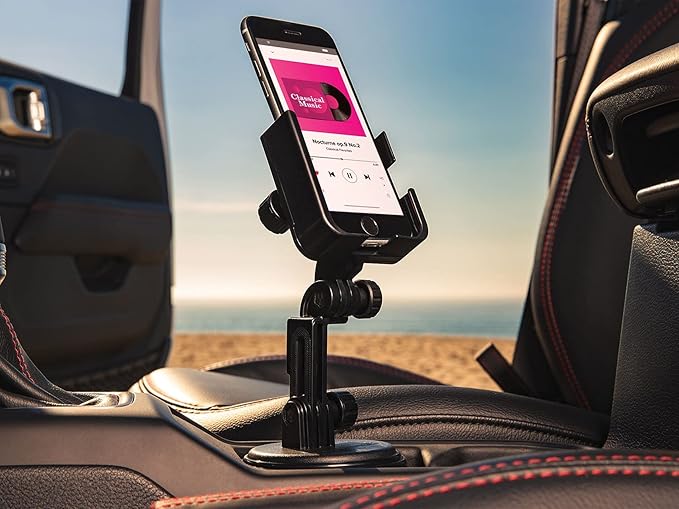 WeatherTech CupFone with Extension – Adjustable, Universal Cup Holder Cell Phone Mount Car & Truck Accessory – Best Design for iPhone & Smartphone Charging – Turquoise Metal Knobs