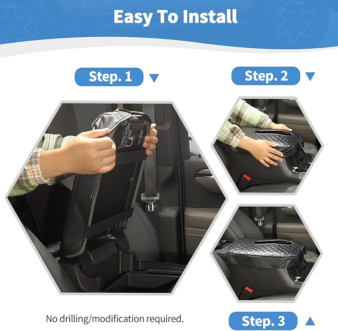 RT-TCZ for Silverado Center Console Armrest Cover for Chevy Silverado Suburban Tahoe for GMC Yukon Sierra 2019 up Black Carbon Fiber Grain