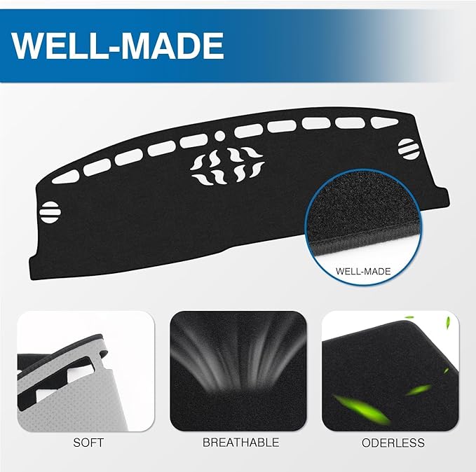 KUST Car Dash Cover for Ford Escape 2020-2023 2024 2025 2026 Left Hand Driving Dashboard Cover Non-Slip Interior Accessories for Ford Escape Custom Fit Dash Mat Sunshade Windshield No Glare Black