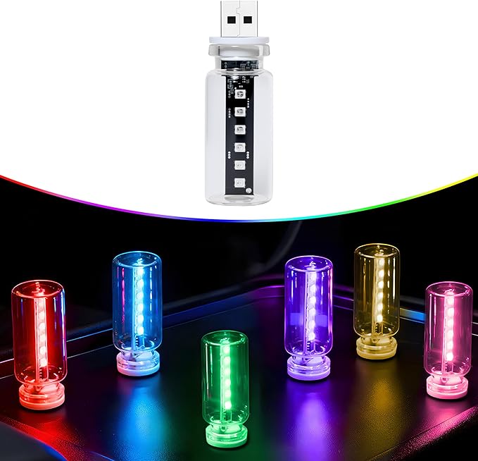 13-in-1 Car USB Night Light - Touch Dimmable LED Filament Lamp with 13 Modes & 7 Colors, USB Interior Lights for Car, Truck, Party, Camping, Holiday, Bedroom, Desktop（1Pcs）