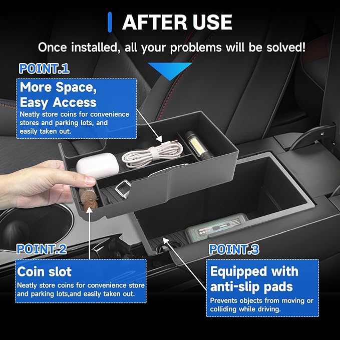 SXCY 2PCS for 2025 Chevy Equinox [Gas] Center Console Organizer for Chevrolet Equinox [Gas] Accessories 2025 Equinox Console Tray for 2025 Equinox Console Organizer(Double-Deck Design)
