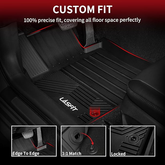 LASFIT Floor Mats for Toyota 4Runner 2013-2024 & for Lexus GX460 2014-2023, All Weather TPE Mats Floor Liner for Toyota 4 Runner (Fit 7 Seats & 5 Seats) 1st & 2nd Row Car Mats, Black