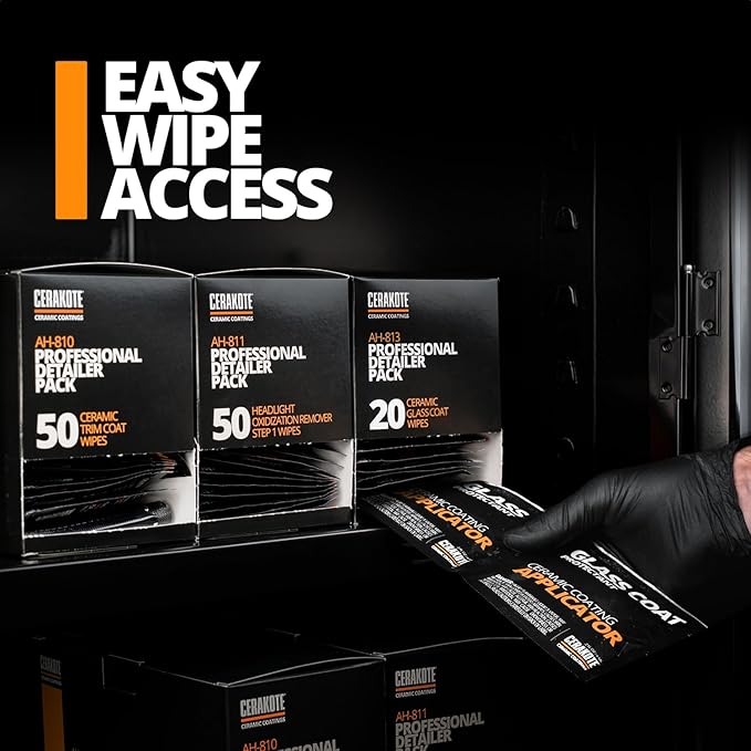 CERAKOTE Ceramic Glass Coat Protectant Pro Pack (20 Count Wipes) - Hydrophobic Automotive Rain Repellant, Long-Lasting and Durable Ceramic Coating, Quick and Easy Application