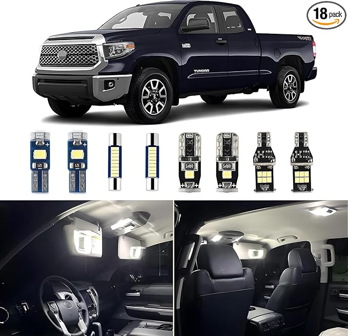 EASY EAGLE Super Bright LED Car Interior Lights, 6000k White Bulbs Kit for 2007-2019 2020 2021 Toyota Tundra with Install Tool（18 pcs）