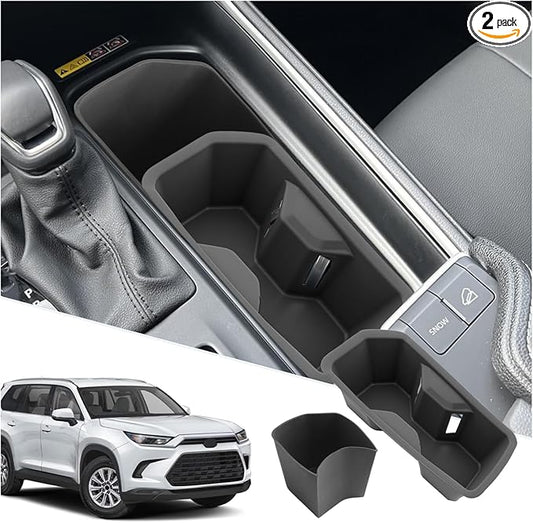 SXCY 2PCS for 2024 2025 2026 Toyota Grand Highlander Accessories Cup Holder Insert Silicone Cup Holder Limiter for 2026 Toyota Grand Highlander Drink Holder Adapter Non-Slip Drink Stopper Stabilizer
