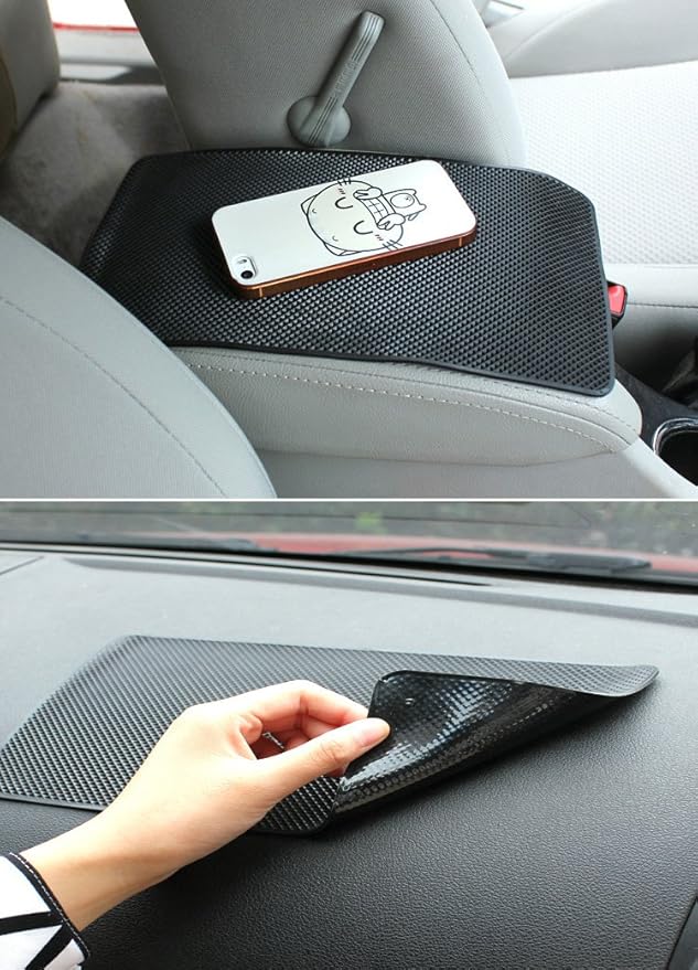 Tianmei 10.6in x 6.1in Extra Large Size Anti-Slip Rubber Pad, Car Dashboard Universal Non-Slip Mat use for Cell Phones, Sunglasses, Keys, Coins and More (Pure Black)