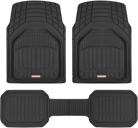 Motor Trend 943-BK FlexTough Defender Car Floor Mats -Next Generation Deep Dish Heavy Duty Contour Liners for Car SUV Truck & Van-All Weather Protection, Trim to Fit Most Vehicles Black