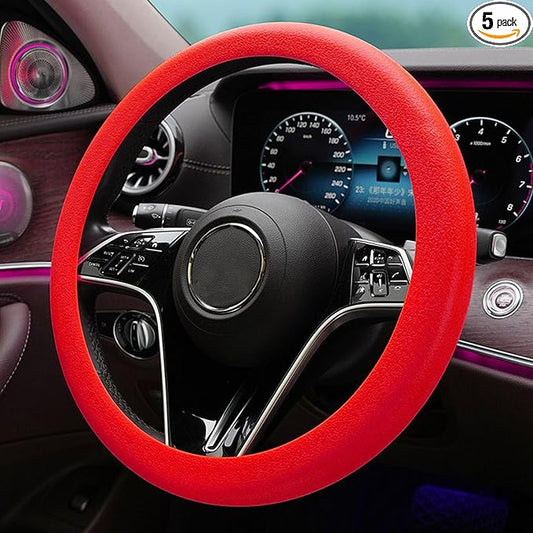 Stretchy Silicone Car Steering Wheel Cover - Universal Fit for Most Cars,Anti Slip Odorless Stretchy Steering Wheel Cover, Fit 14''/15''/16'' Steering Wheel Grip