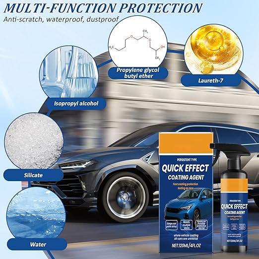 2PCS Advanced Car Quick-Acting Coating Agent Spray, Quick Effect Coating Agent for Cars, Multifunctional Car Scratch Remover, Waterless Wash Oil Film Emulsion Glass Cleaner