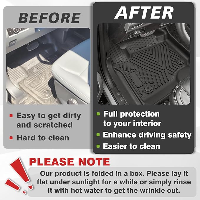 TripleAliners Floor Mats Compatible with Ford 2023-2025 F250/F350/F450 Floor Mats Super Duty Accessories Crew Cab 1st & 2nd Row Floor Liners TPE All Weather Protection Heavy Duty Custom Fit