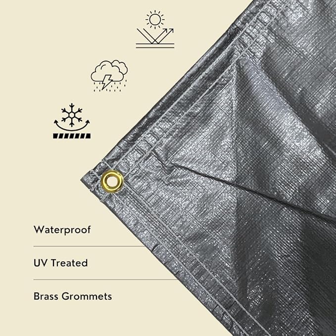 Tarps Heavy Duty Waterproof 20x20 FT, Extra Thick 12 Mil Large Tarps with Grommets and Reinforced Edges,UV Resistant,Tear&Fade Resistant, Silver/Black Multipurpose Cover for Home Boats Cars Camping