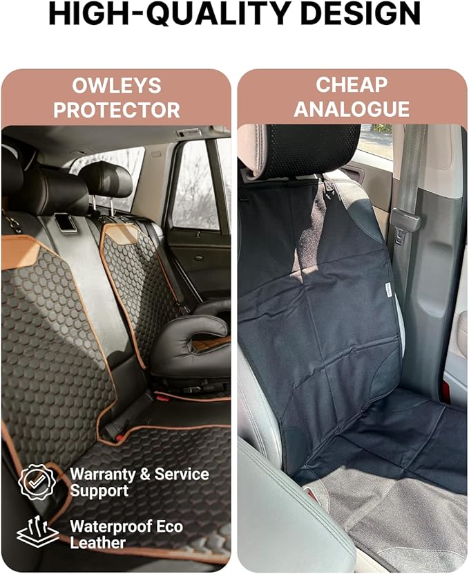 Owleys Premium Leather Car Seat Protector for Child Car Seat Cover from Dirt Scratches - Infant Car Seat Protector for Back Seat/Front Booster Seat Protector Under Baby Car Seat Waterproof 1pc Hexy