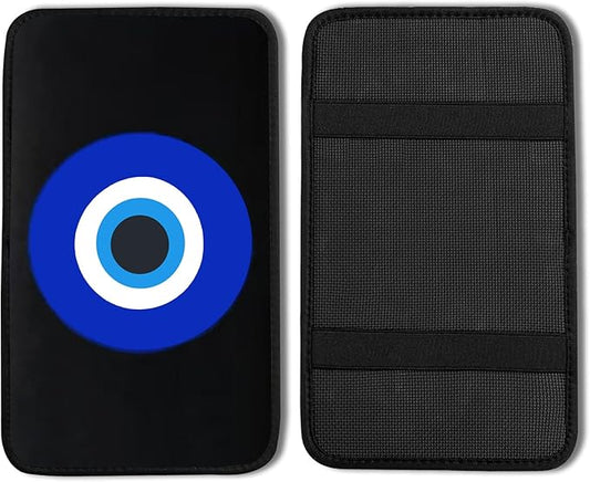 Blue Evil Eye Vehicle Center Console Armrest Cover Pad,Evil Eye Car Accessories Soft Middle Console Cushion Pad,Auto Arm Rest Mat Decor Blue Eyes Gifts for Women Men Dad for Most Vehicle SUV Truck