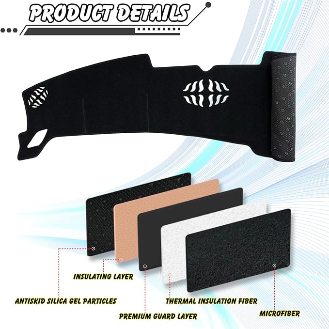 Non-Slip Dash Cover Dashboard Cover Mat Custom Fit Center Console Cover Sunshield Protector Pad Compatible with for Hyundai Sonata 2024 2025 Accessories Pad (Without HUD) (Black Trim)