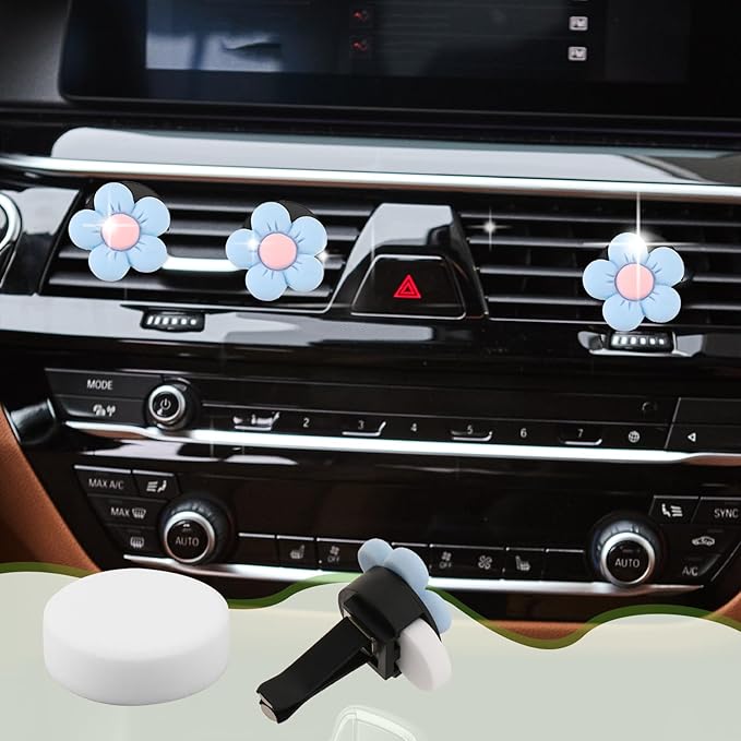 60PCS Car Air Freshener Refill Felt Pads Unscented Essential Oil Perfumes Refill Freshener Clips Diffuser 17mm Universal Essential Oil Perfumes Tablets for Car Air Vent Clips Diffusers