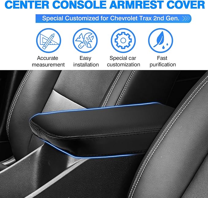 Autorder Center Console Cover for Chevy Chevrolet Trax 2024-2025 2026 Accessories Armrest Cover Anti-Scratch Center Console Pad Leather Armrest Protector