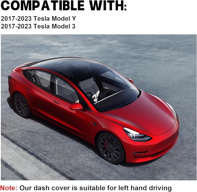 SPEEDWOW Dashboard Dash Board Cover Mat Carpet Compatible with Tesla Model Y 2020-2024, Compatible with Tesla Model 3 2017-2023