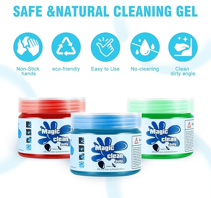 DNA MOTORING 3 Pack Car Cleaning Gels Auto Detailing Tools Cleaning Putty Car Interior Cleaner, Car Jelly Cleaner, Keyboard Cleaner, Car Cleaning Supplies Car Gifts for Men Women, TOOLS-00149