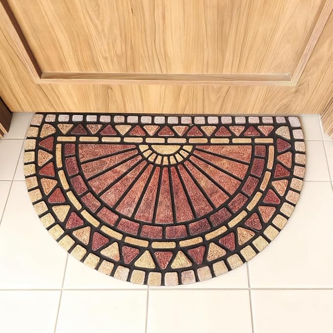 Outdoor Rubber Mat 17.71"x29.52" Heavy Duty, Waterproof Doormat for Outside Entrance, Non-Slip Backing, Easy Clean Patio Carpet for Garage, Porch, Deck, Kitchen (Orange)