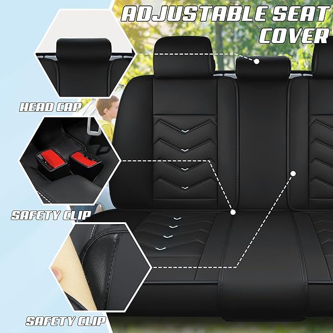 Car Seat Covers Fit for Toyota Camry 2000-2025, Stylish Sport Seat Covers, Waterproof Wear-Resistant Premium Nappa Leather Car Seat Cover.(Full Set/Black White)