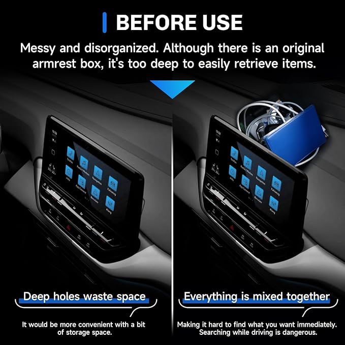 SXCY for 2025 VW ID.4 Dashboard Organizer Tray for 2020-2025 Volkswagen ID.4 Accessories Screen Back Console Tray 2022 2023 2024 2025 VW ID.4 Behind Dash Console Organizer