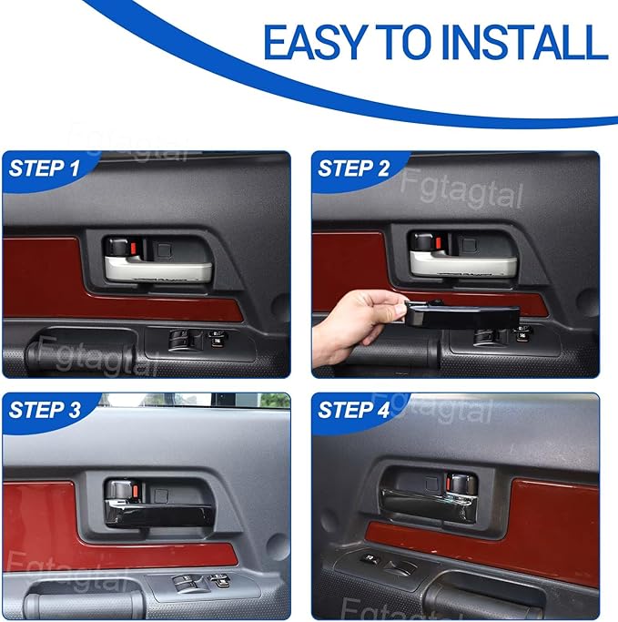 Compatible with Toyota FJ Cruiser 2007-2021 Car Inner Door Handle Cover, ABS Interior Door Grab Handle Protector Trim Cover Protection Accessories, 2PCS (Bright Black)