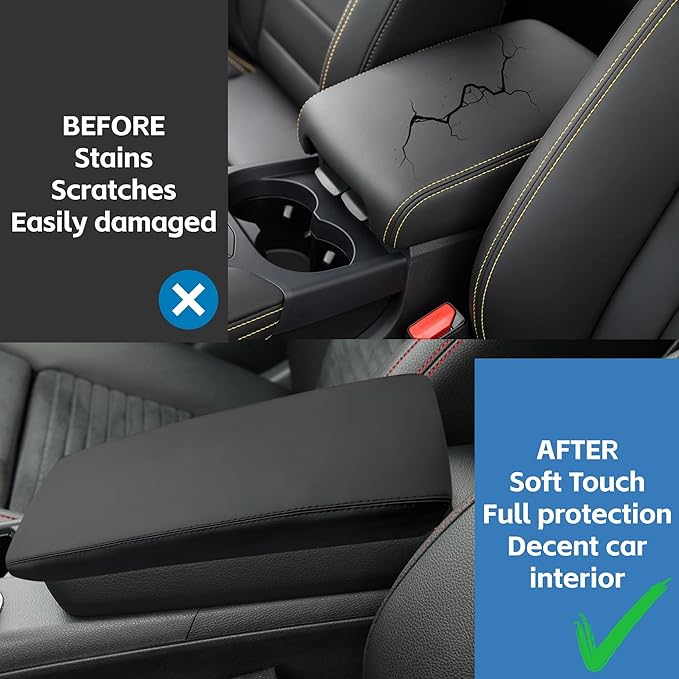 POSAID Center Console Armrest Cover for 2025 Toyota Camry (XSE/XLE/SE/LE) Leather Armrest Cover for 2025 Toyota Camry Accessories, Black Trim