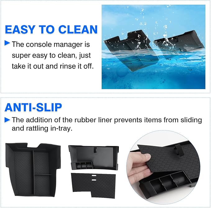 Autorder 2PCS Center Console Organizer for Chevy Chevrolet Equinox 2025-2026 Accessories Center Console Insert Tray Secondary Storage Box with Anti-Slip Mat(Not for Equinox EV)