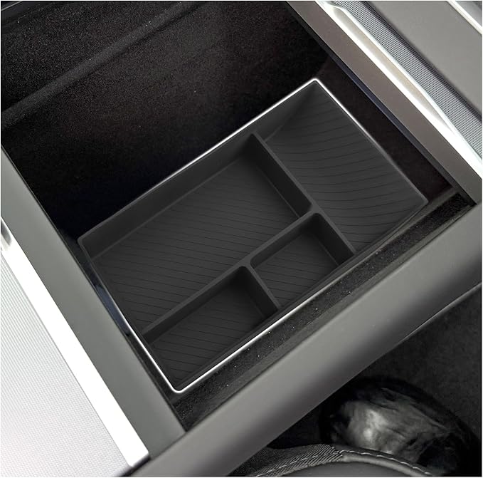 SXCY for 2025 2026 Tesla Model Y Center Console Organizer for 2026 Tesla Model Y Accessories Silicone Under Center Console Tray for 2026 Tesla Model Y Under Console Storage