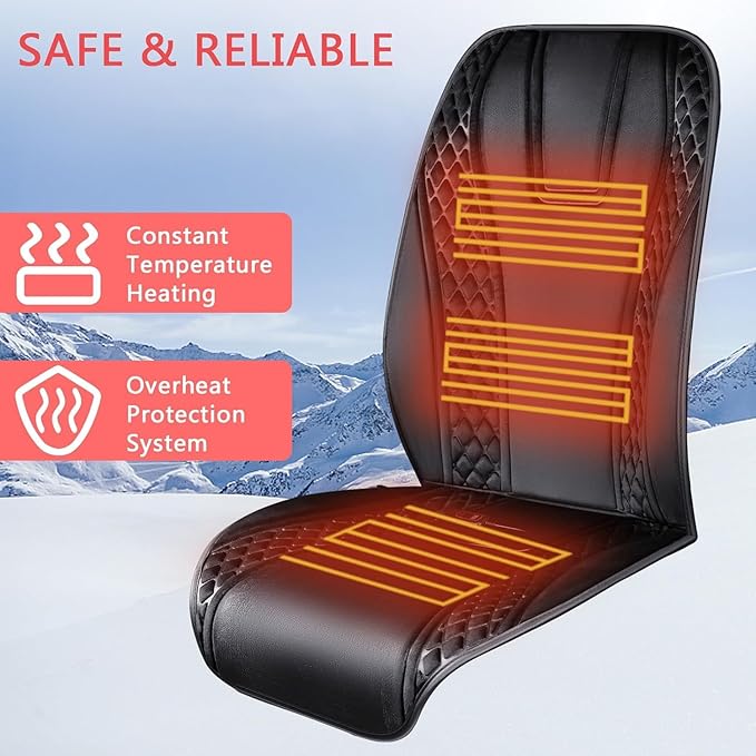 Winter Car Seat Cover Furry Seat Cushion for Car Driver or Passenger Seat Cushion Front Car Seat Covers for Full Back Universal Fit for Car SUV Truck Van, Black