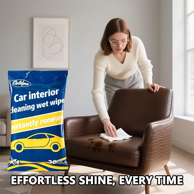 Car Interior Cleaning Wipes, All-Purpose Cleaning Wipes, Cleaning Wipe for Interior Auto Detailing, Multi-Purpose Automotive Wipes for Leather, Dashboard, Steering Wheel, Safe for All Surfaces (60PCS)