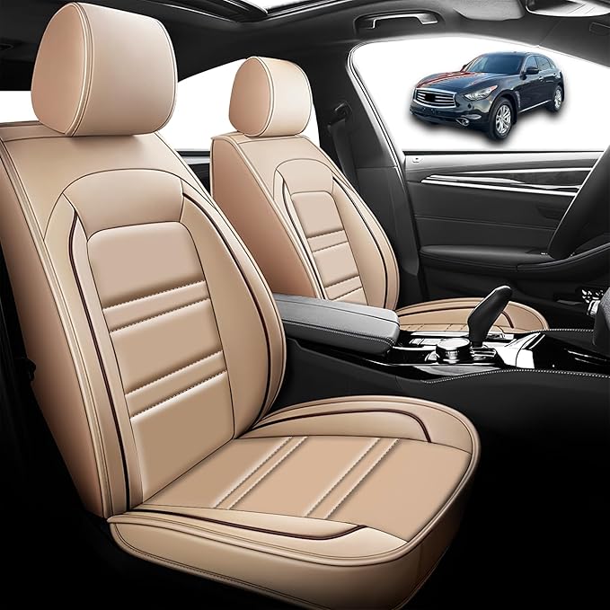 Seat Cover for Infiniti fx35 2003-2012 | Car Seat Covers Front Seats, Waterproof Seat Protectors, Automotive Front Seat Covers (Front Seat, Beige)