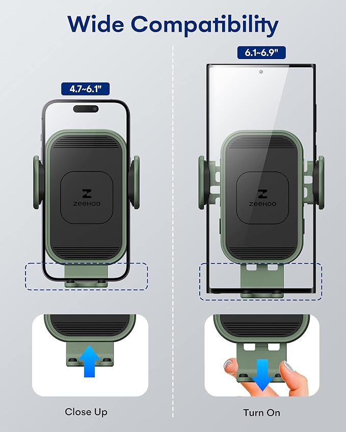 ZeeHoo Wireless Car Charger, 15w Fast Charging, Auto Clamping Car Phone Mount, Cell Phone Holder Charger, for iPhone 17 16 15 14 13 12 11 Pro Max Xs, Samsung Galaxy S23+ S22, Etc.(Grey)