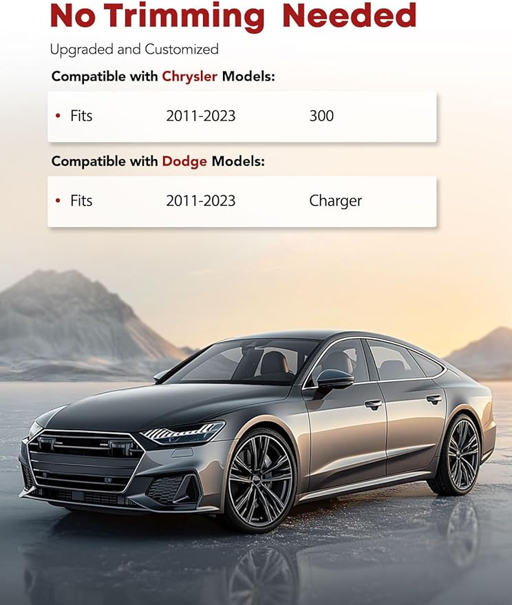 YHTAUTO Floor Mats Compatible with 2011-2023 Chrysler 300, 2011-2023 Dodge Charger RWD, All Weather Custom Fit TPE Floor Liners Front & 2nd Row, Black, Set of 4