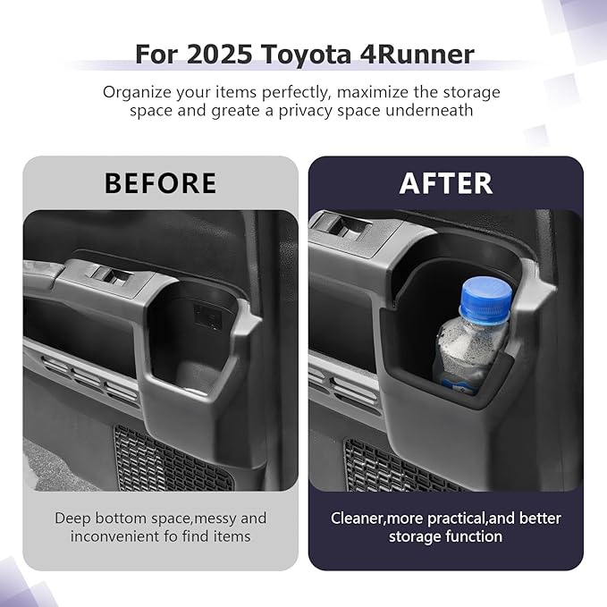LUWU 2025 4Runner Center Console Cup Holder Compatible with 2025 Toyota 4Runner Interior Accessories Rear Seat Door Side Silicone Cup Holder Insert 4Runner 2025 Accessories