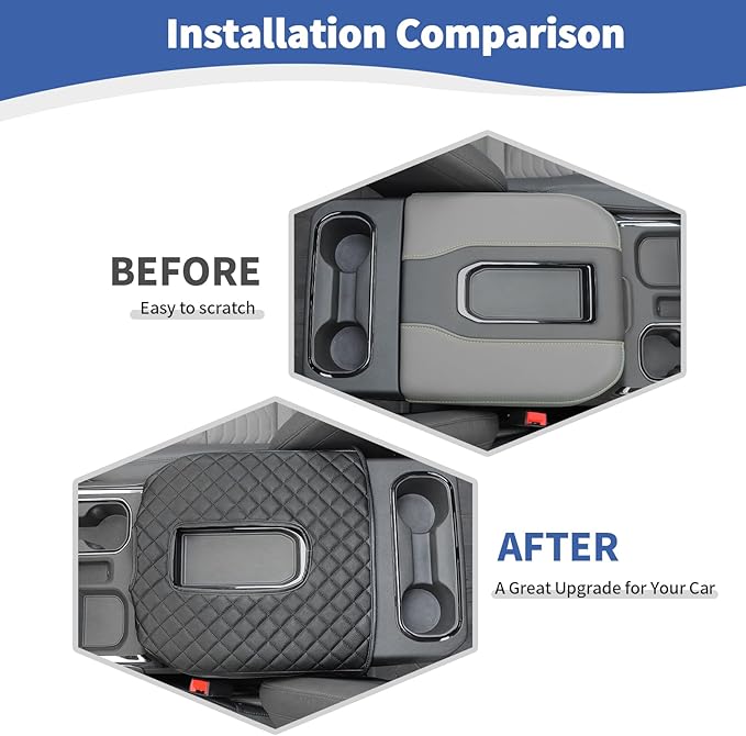 RT-TCZ for Silverado Center Console Cover Armrest Pad for Chevy Silverado Suburban Tahoe for GMC Yukon Sierra 2019 Up Black Interior Accessories