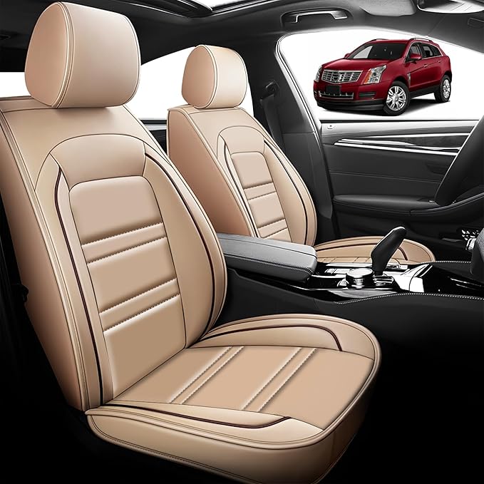 Seat Cover for Cadillac SRX 2004-2016 | Car Seat Covers Front Seats, Waterproof Seat Protectors, Automotive Front Seat Covers (Front Seat, Beige)