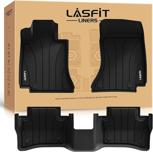 LASFIT Floor Mats for Mercedes Benz E Class E350 / E450 AMG / E53 2026 2025 2024 (Fit Sedan & All-Terrain), All Weather TPE Anti-Slip Floor Liners Fit for E Class 2024-2026, 1st & 2nd Row Set, Black