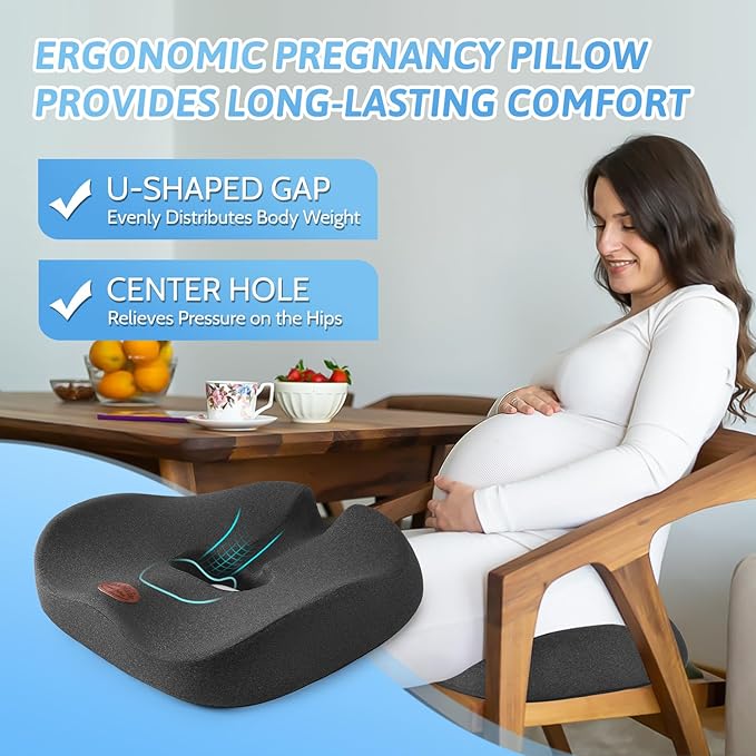 Donut Pillow, Hemorrhoid Pillow for Sitting, Donut Pillow for Tailbone Pain Relief Cushion, Two Humps Hip Comfortable Design, Doughnut Pillow, Butt Pillows for Postpartum Pregnancy, XL Size Grey